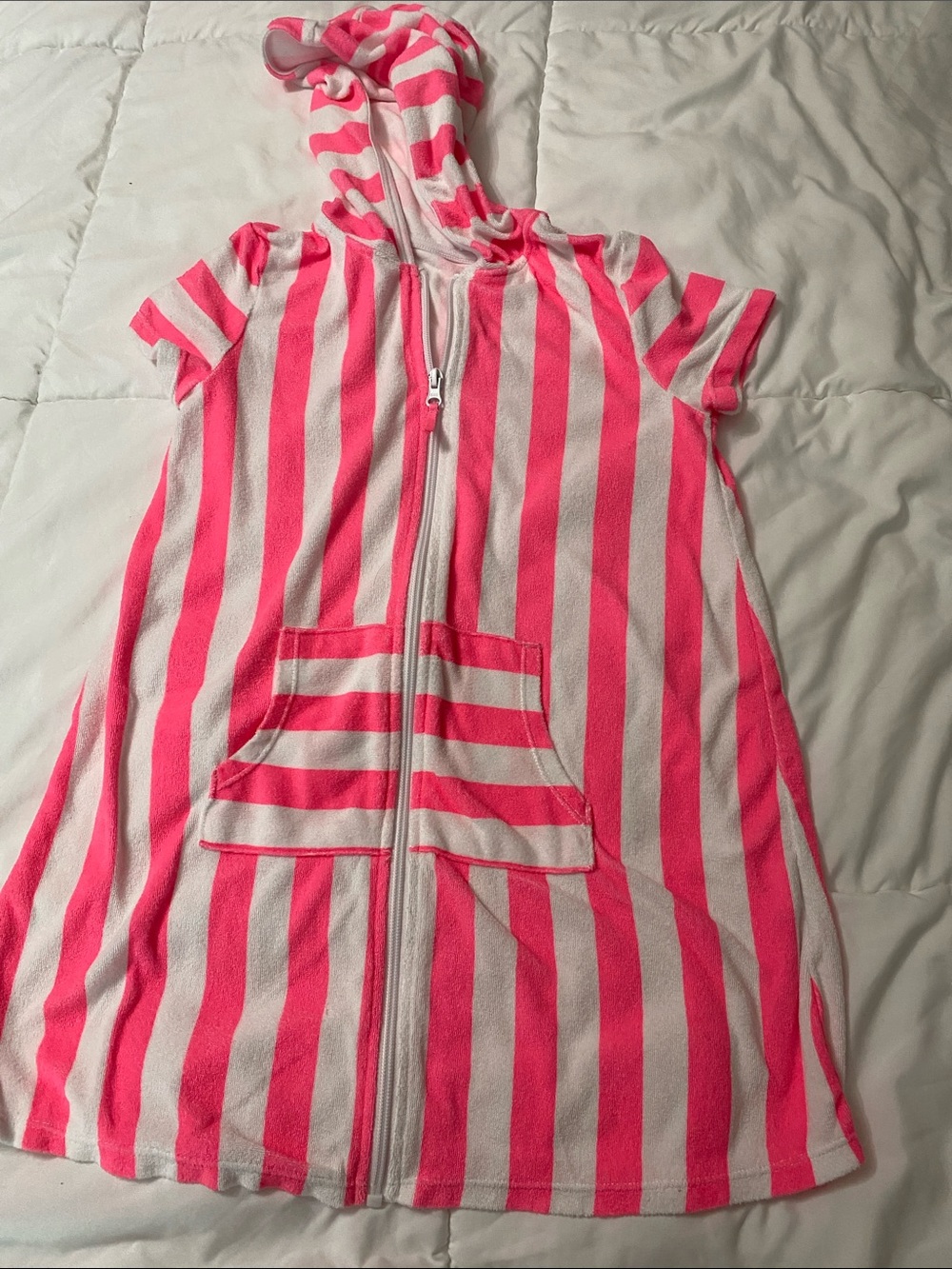 wonder nation Hooded Short-Sleeve Zip Front terry cloth swim suit cover up.-137